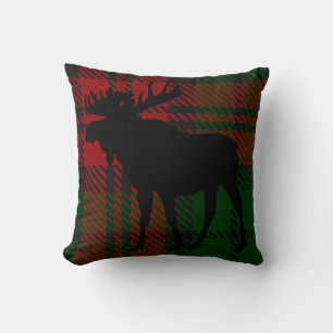 Red and Green Moose Pillow