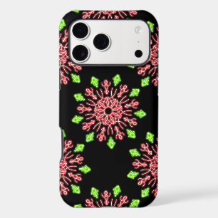 Red and green neon flower