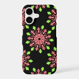 Red and green neon flower