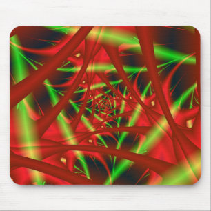 Red and Green Neural Network Spiral Mouse Pad