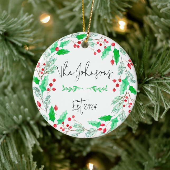 red and green newly married family ornament (Tree)