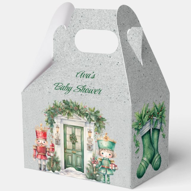 Red and Green Nutcracker Baby Shower Favour Box (Back)