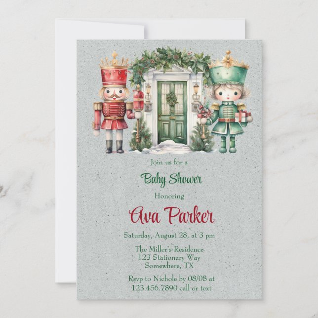 Red and Green Nutcracker Baby Shower Invitation (Front)