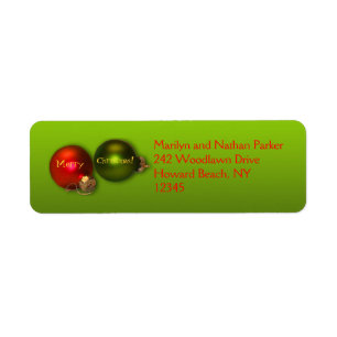 Red and Green Ornament Christmas Address Labels