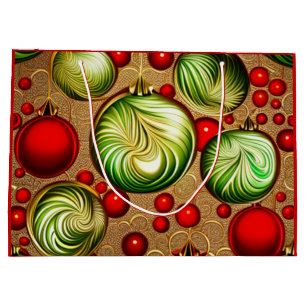 Red and Green Ornaments Large Gift Bag