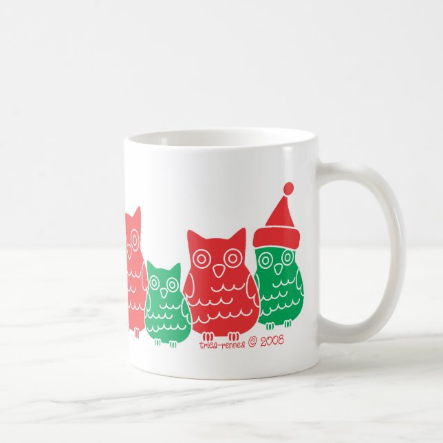 Red and Green Owls Coffee Mug (Right)