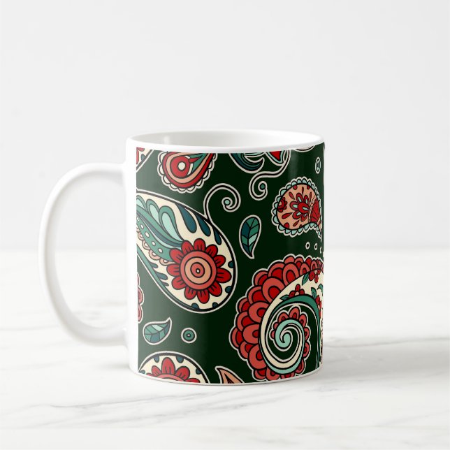 Red and Green Paisley Mug (Left)