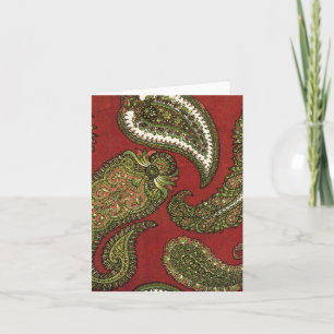 Red and Green Paisley Note Cards