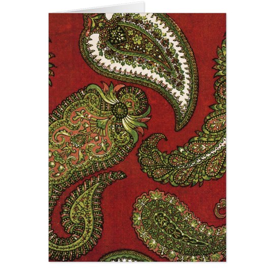 Red and Green Paisley Note Cards