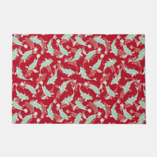 Red and Green Pattern - Koi Fish Doormat