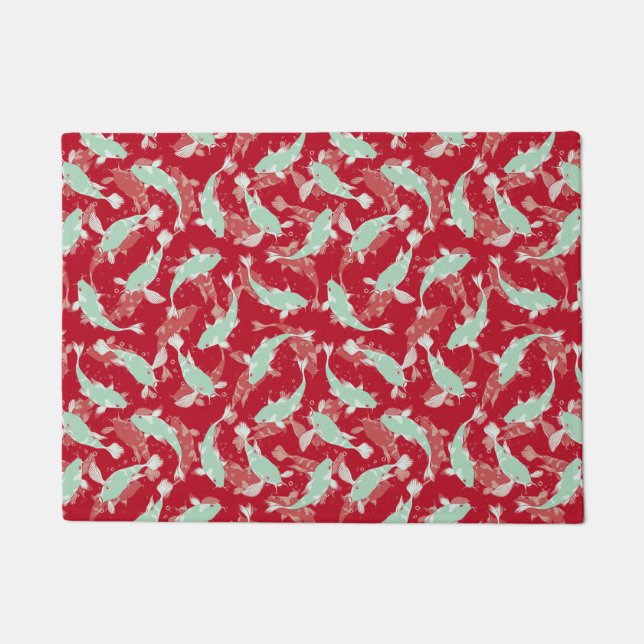 Red and Green Pattern - Koi Fish Doormat (Front)