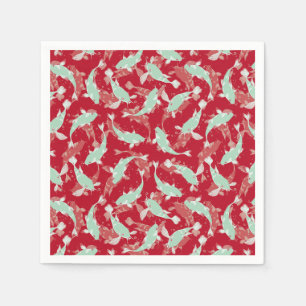 Red and Green Pattern - Koi Fish Napkin