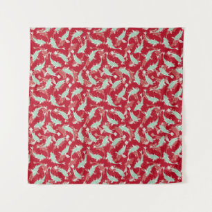 Red and Green Pattern - Koi Fish Tapestry