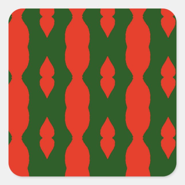 Red and green pattern square sticker (Front)