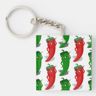 Red And Green Pepper Divas Cartoon Pattern Key Ring