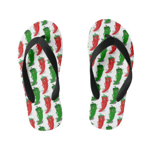 Red And Green Pepper Divas Cartoon Pattern Kid's Thongs