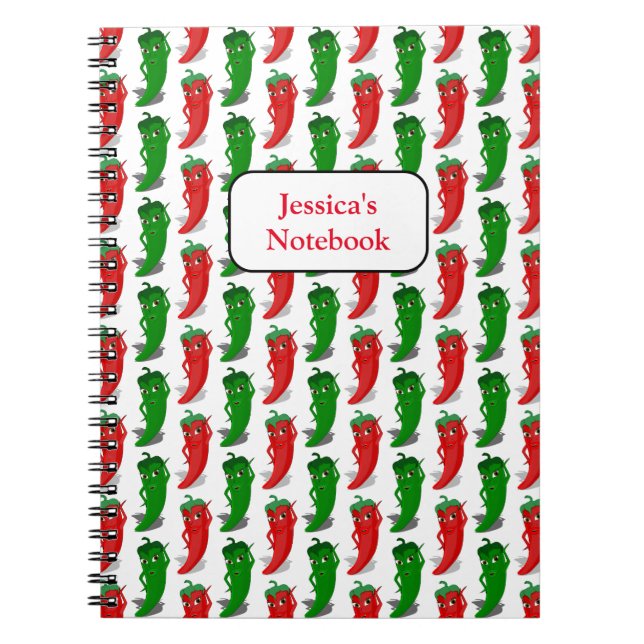 Red And Green Pepper Divas Cartoon Pattern Notebook (Front)