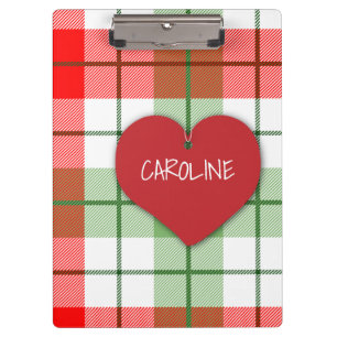 Red and Green Plaid and Heart Clipboard