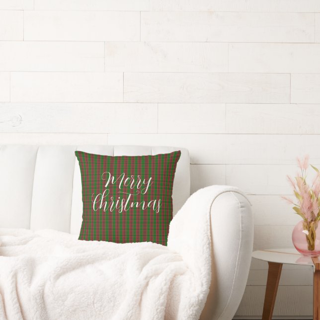 Red and Green Plaid Christmas Cushion (Couch)