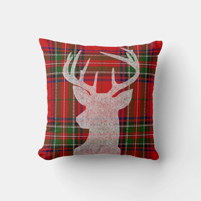 Red and Green Plaid Christmas Pillow (Front)