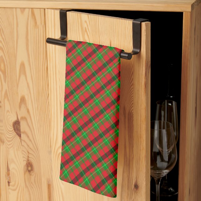Red And Green Plaid Christmas Tea Towel (Thirds Fold)