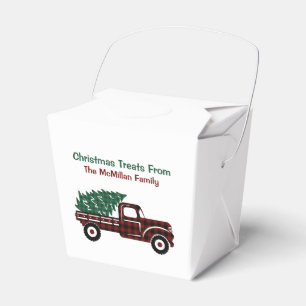Red and Green Plaid Christmas Tree Truck Favour Box