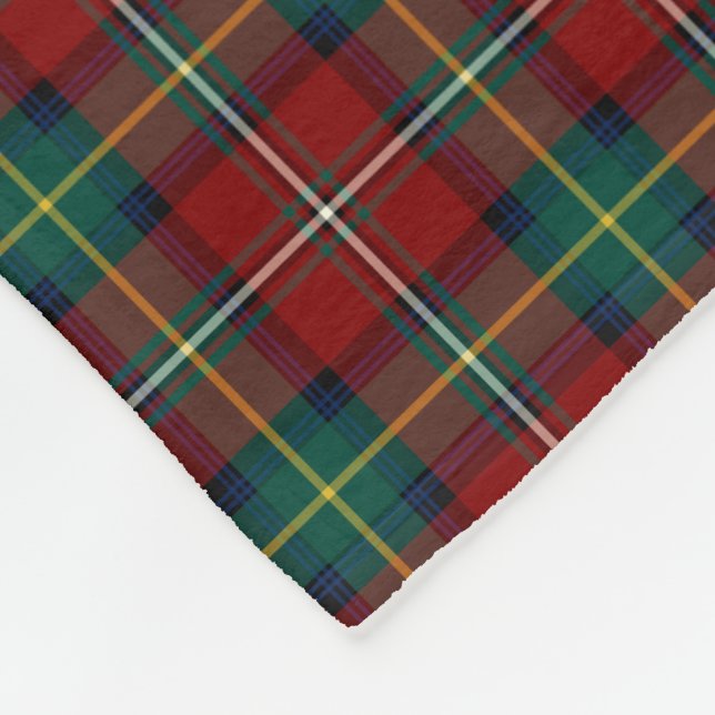 Red and Green Plaid Clan Boyd Tartan Fleece Blanket (Corner)