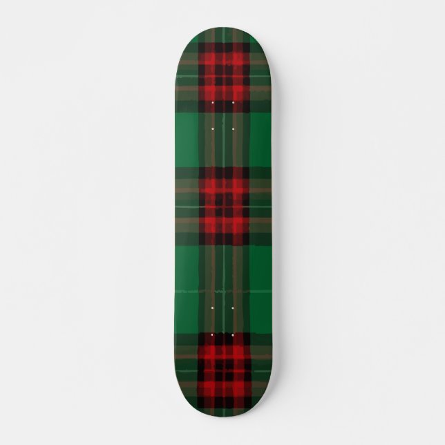 Red and Green Plaid Classic Pattern Design Skateboard (Front)