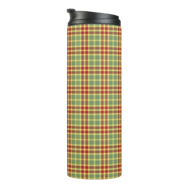 Red and Green Plaid Customisable  Thermal Tumbler (Rotated Right)