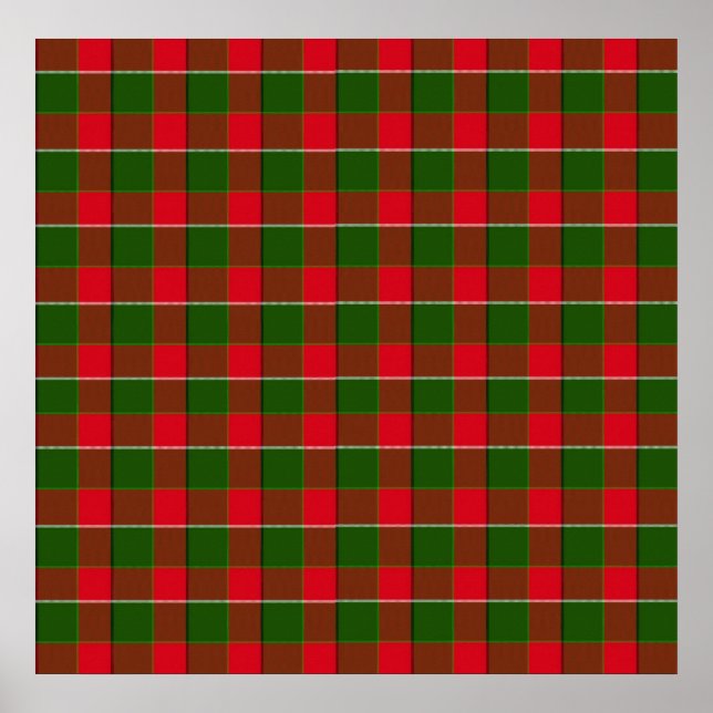 Red And Green Plaid Fabric Background Poster (Front)