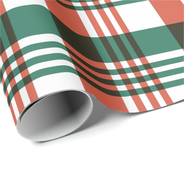 Red and Green Plaid Holiday Wrapping Paper (Roll Corner)