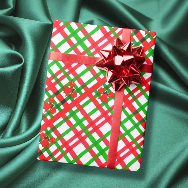 Red and Green plaid Merry Christmas Happy Holiday Wrapping Paper (Creator Uploaded)
