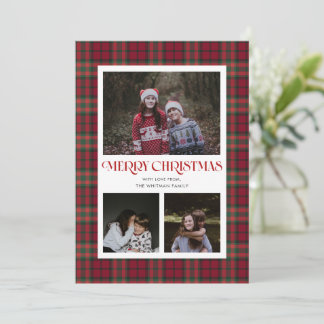 Red and Green Plaid Multiple Photo Holiday Card