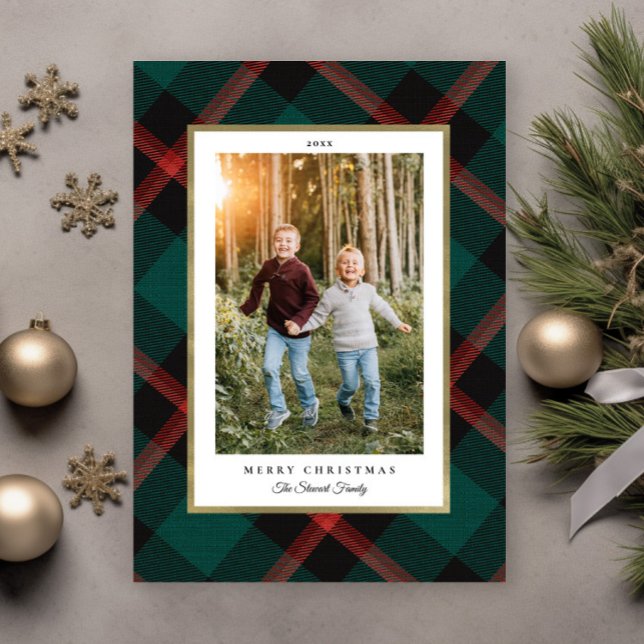 Red and Green Plaid Tradition Christmas Photo Holiday Card (Creator Uploaded)