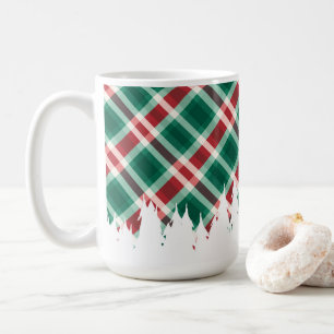 Red and Green Plaid w/ White Christmas Tree Coffee Mug