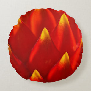 Red and green plant in close up photography round cushion