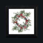 Red and Green Poinsettia Pine Cones Evergreen  Gift Box<br><div class="desc">Christmas Poinsettia,  Pine Cones and Evergreen gift box. Beautiful Red and Green Christmas holiday gift box</div>