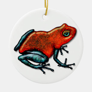 Red and Green Poison Dart Frog Ceramic Ornament