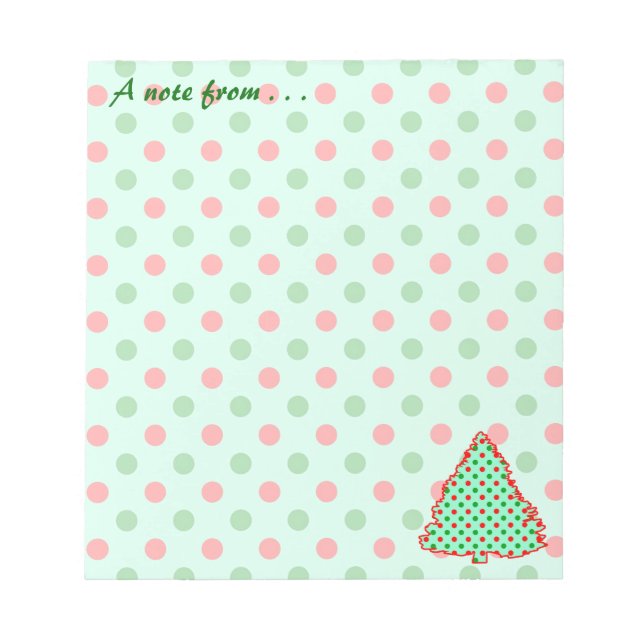 Red and Green Polka Dot Tree Notepad (Front)