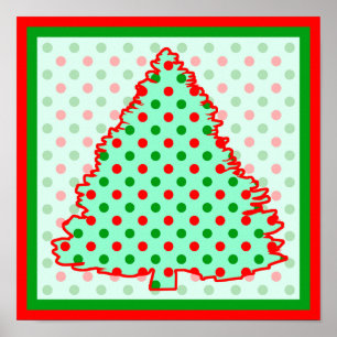 Red and Green Polka Dot Tree Poster