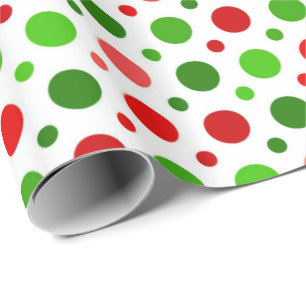 Red and green polka dots Christmas wrapping paper. Wrapping Paper