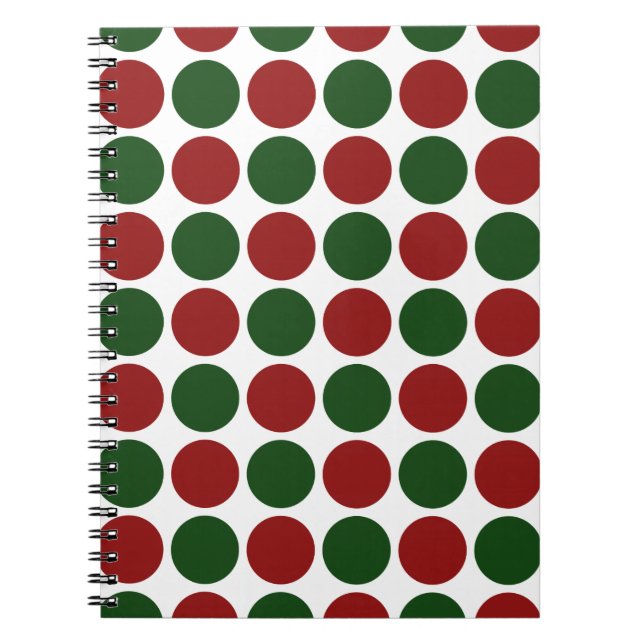 Red and Green Polka Dots on White Notebook (Front)