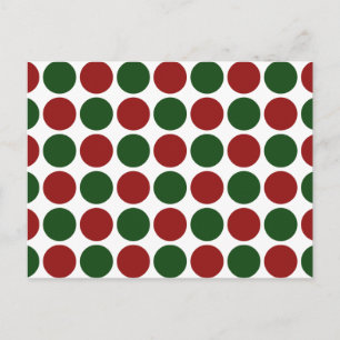 Red and Green Polka Dots on White Postcard
