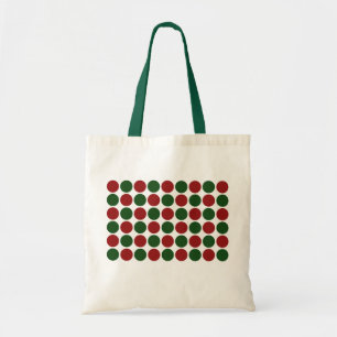 Red and Green Polka Dots on White Tote Bag