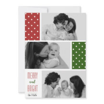 Red and Green Polka Dots Photo Holiday Card