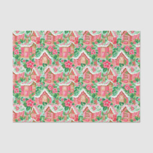 Red and Green Preppy Christmas Gingerbread Houses Tissue Paper