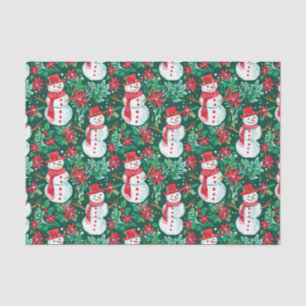 Red and Green Preppy Christmas Snowmen Tissue Paper