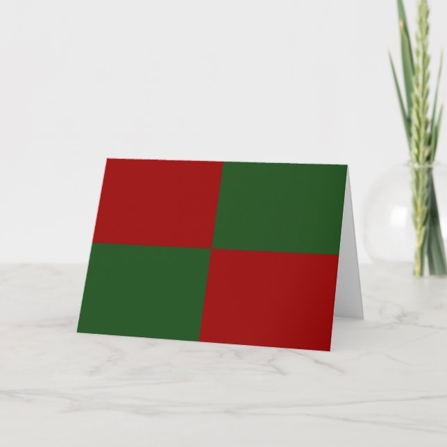 Red and Green Rectangles Holiday Card (Front)