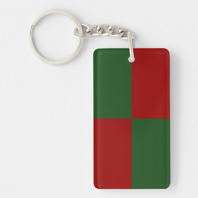 Red and Green Rectangles Key Ring (Front)