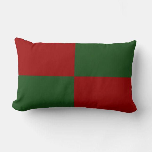 Red and Green Rectangles Lumbar Cushion (Front)